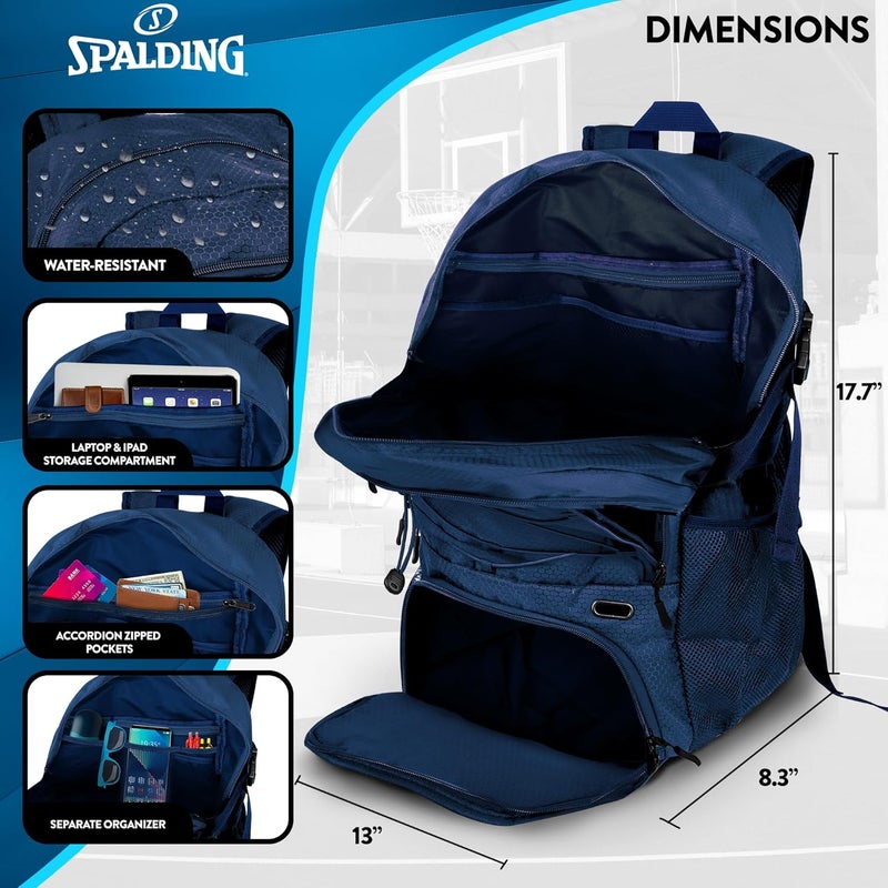 SPALDING Basketball Backpack Sports Bag | Large Black Backpack with Shoe and Ball Compartment | Gifts for Basketball Players - Image 3